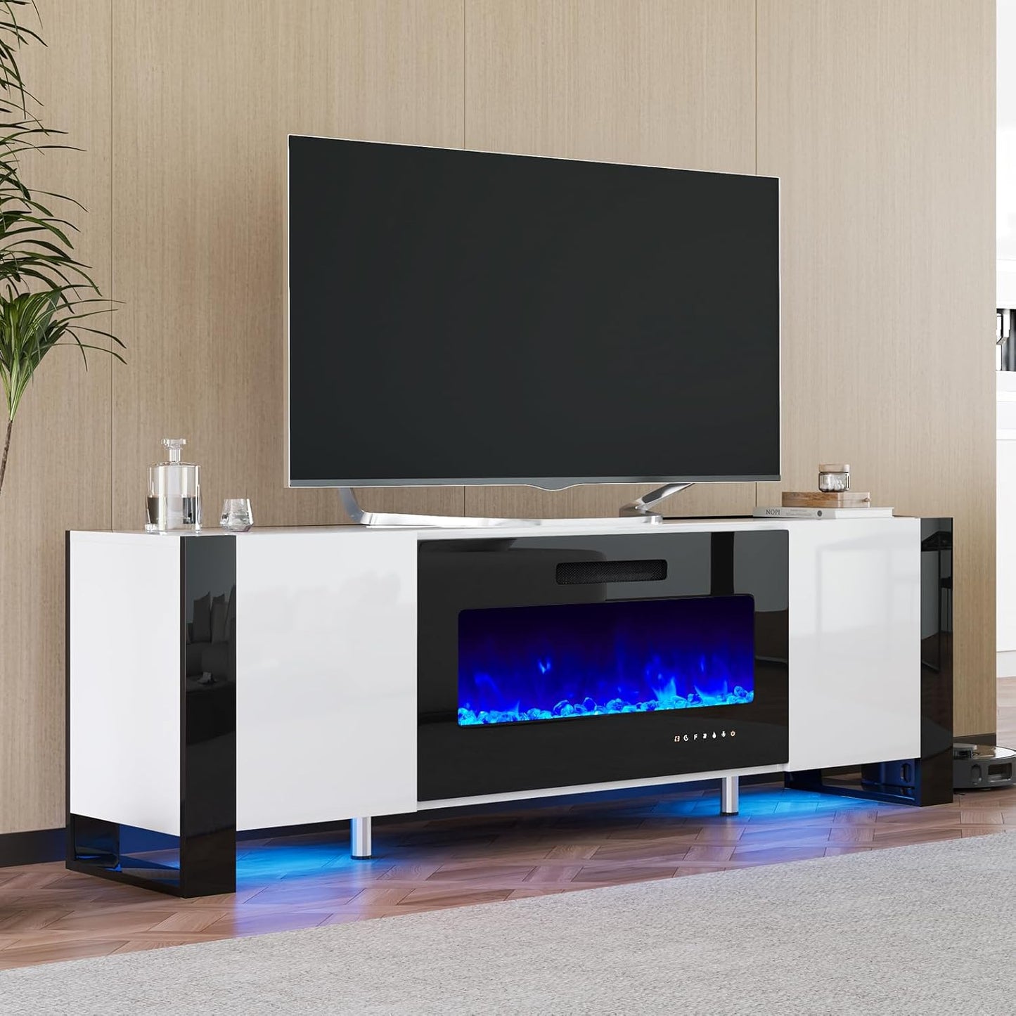 70 White Entertainment Center with 36 Fireplace