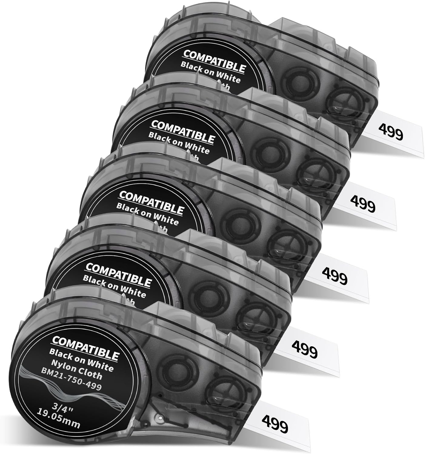 5-Pack Replacement M21-750-499 Black on White Label Tape