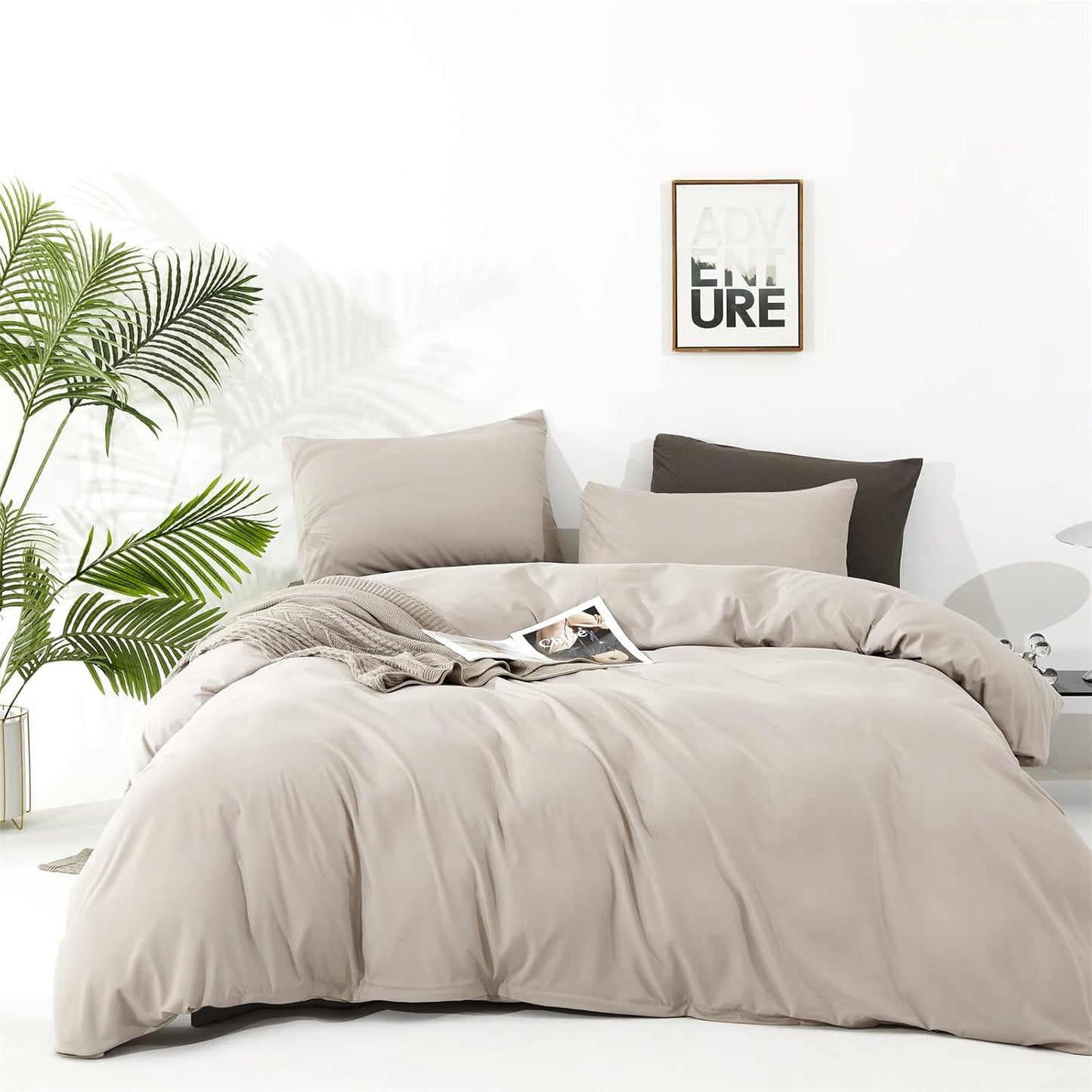 Luxlovery Beige Khaki Comforter Set for California King Beds