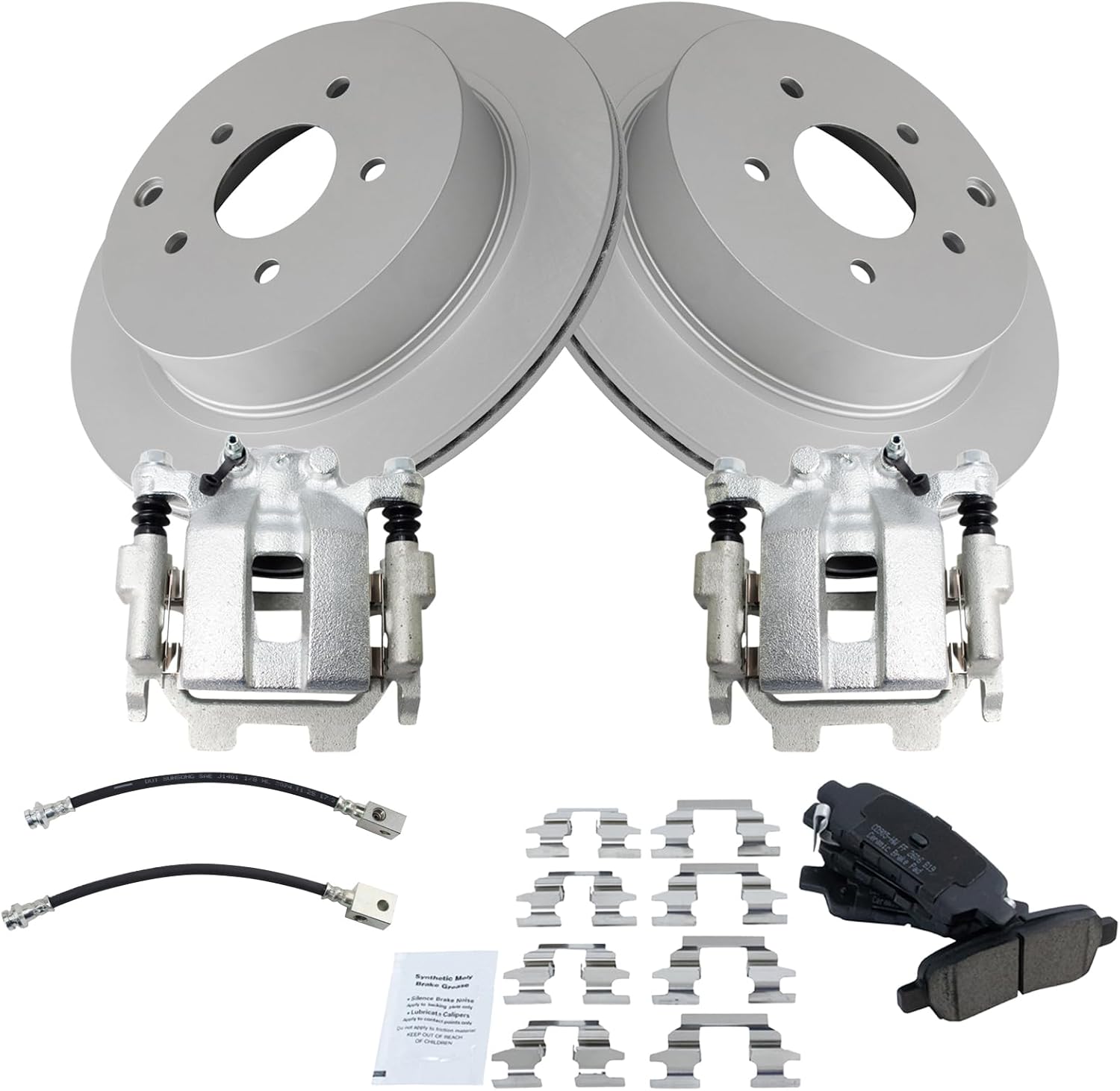 TRQ Rear Brake Pad & Rotor Kit for 2018 INFINITI Q70 Vehicles
