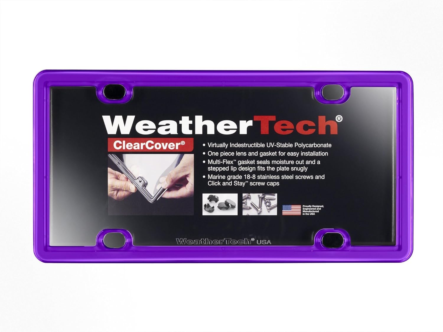 WeatherTech ClearCover License Plate Frame in Baby Blue Color