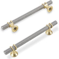 6-1/4 in Knurled Cabinet Pulls 10 Pack - Satin Nickel & Gold