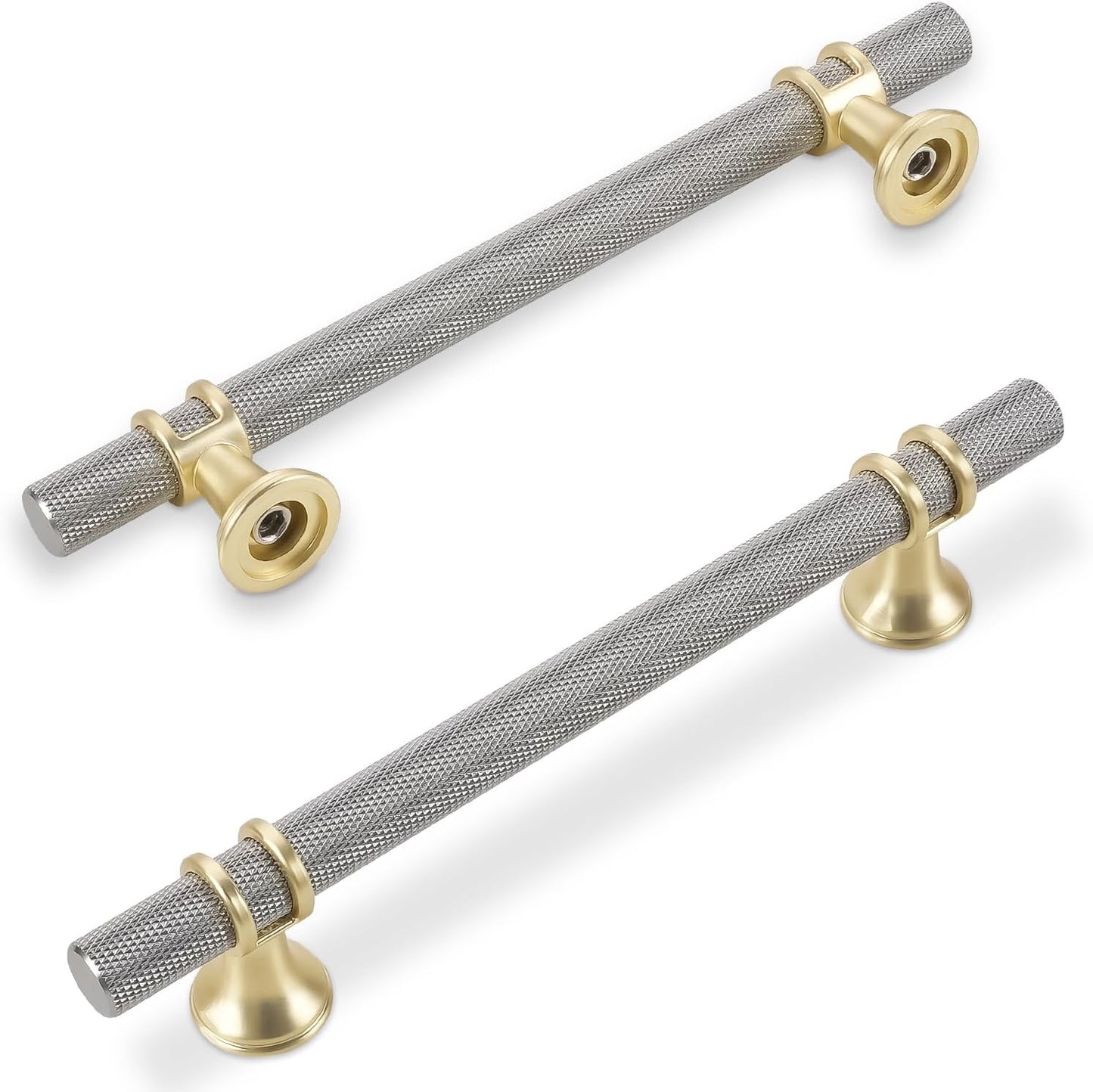 10 Pack 6-1/4 Inch Cabinet Pulls in Brushed Satin Nickel & Gold