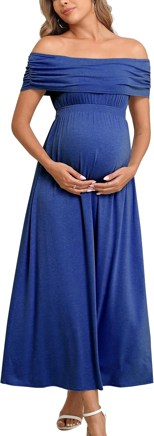 Off The Shoulder Maxi Maternity Dress for Photoshoot Events