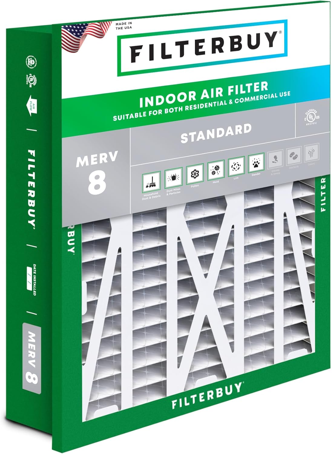 20x25x5 Air Filter MERV 8 for Dust and Allergy Defense