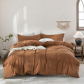 100% Washed Cotton Dark Orange Duvet Cover Super Queen - Comfortable
