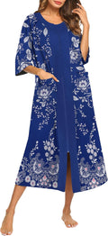 Ekouaer Women's Zipper Robe Full Length House Dress Loungewear