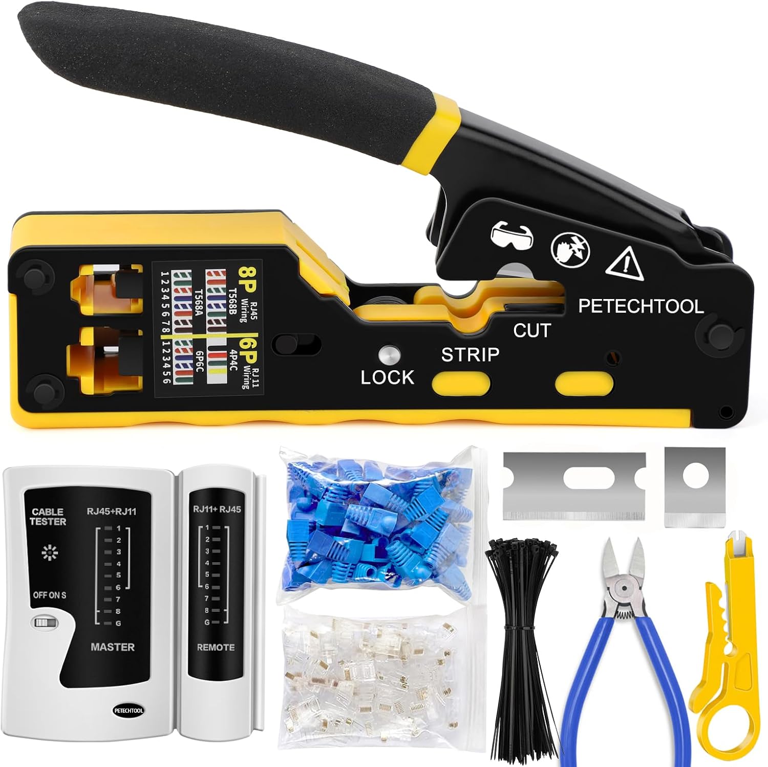 PETCHTOOL RJ45 Crimp Tool Kit for Ethernet Cable Creation