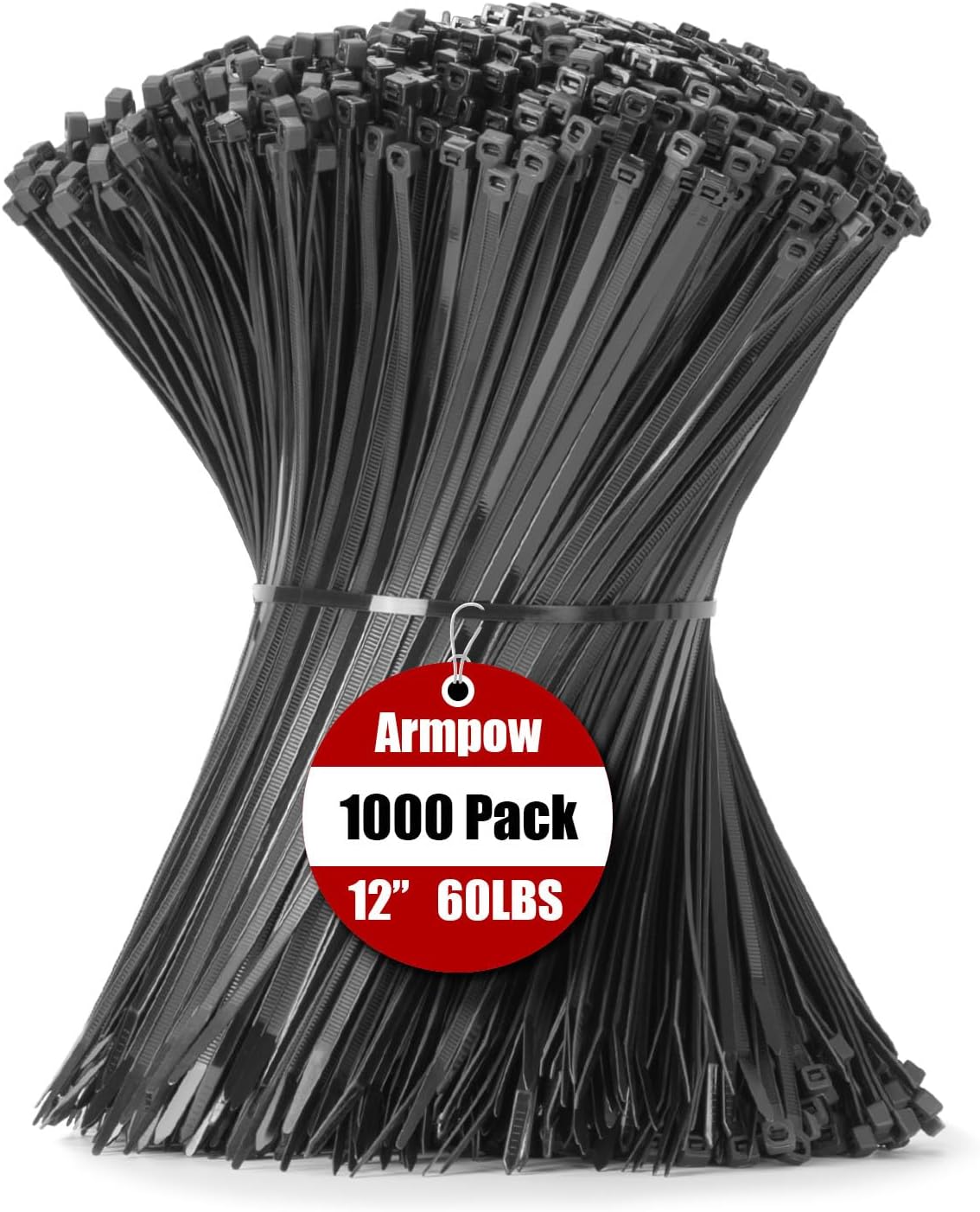 1000 PCS 12 Black Zip Ties - Heavy Duty Strength