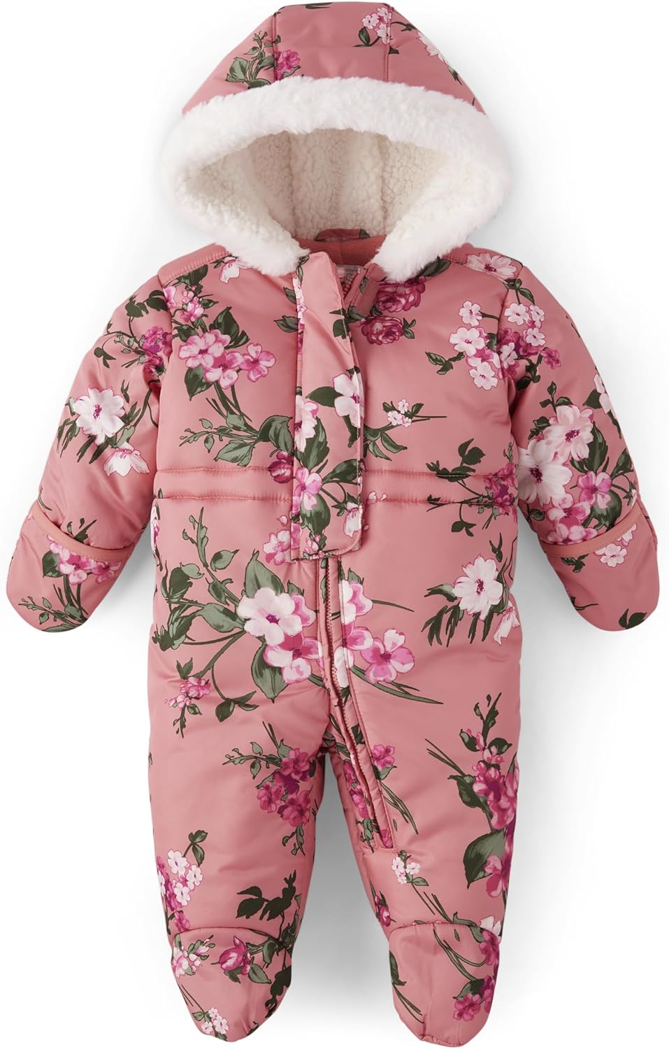 Unisex Baby Fleece Hoodie Zip-Front Snowsuit for Winter Warmth
