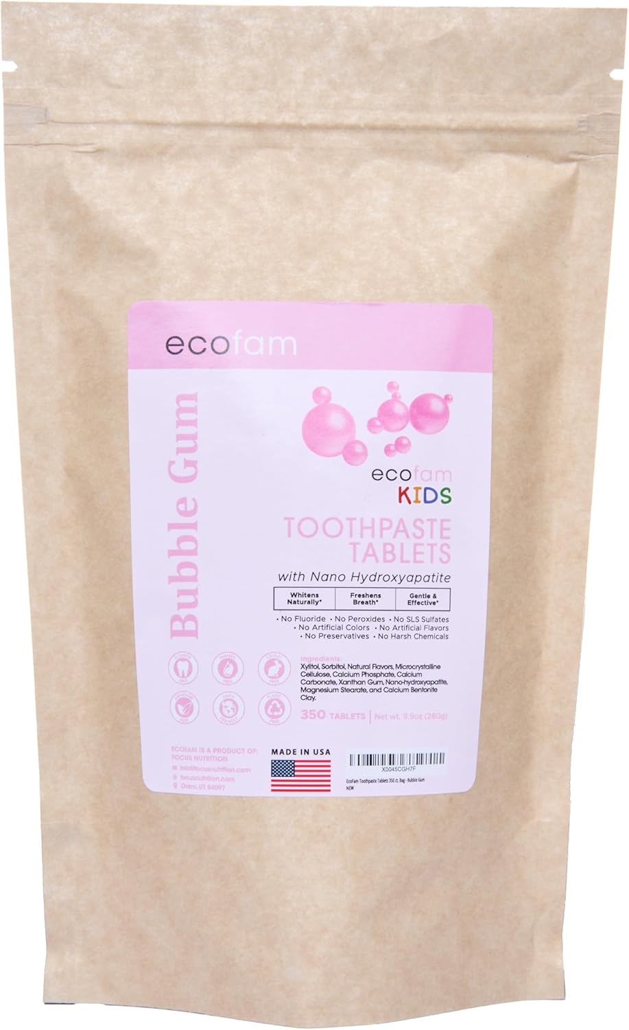Toothpaste Tablets Bubblegum Flavor for Fresh Breath & Whitening
