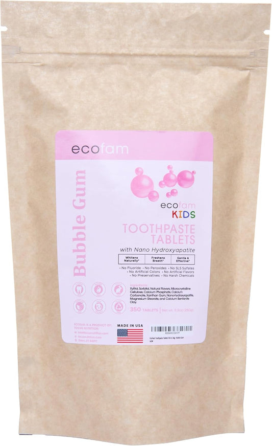 Toothpaste Tablets Bubblegum Flavor for Fresh Breath & Whitening