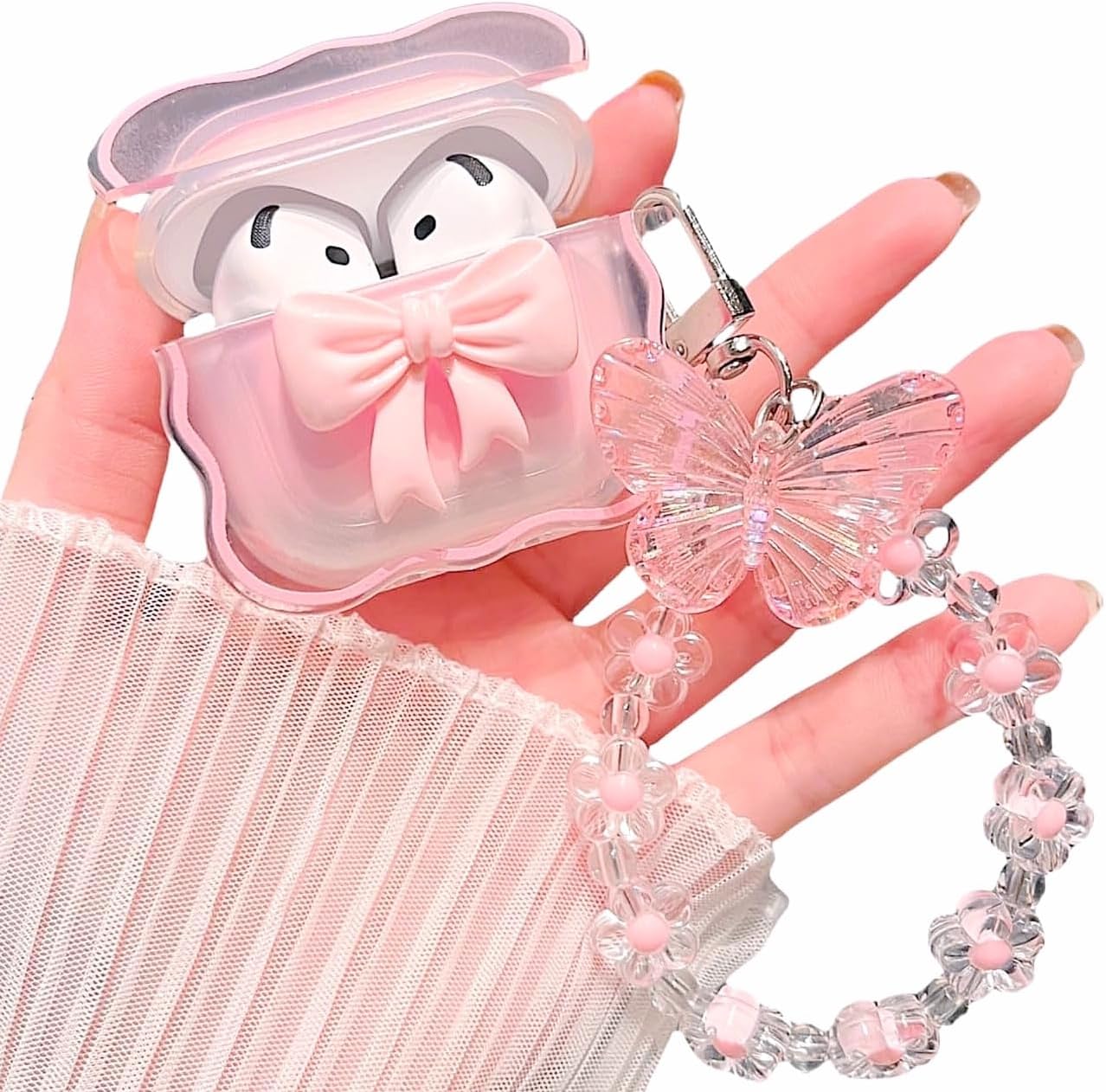 MINSCOSE AirPods 4 Clear Case: Cute Bow Design, Shockproof Protection