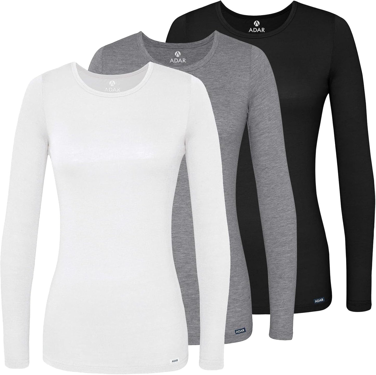 Adar Underscrubs for Women Long Sleeve Comfort Tee 3 Pack