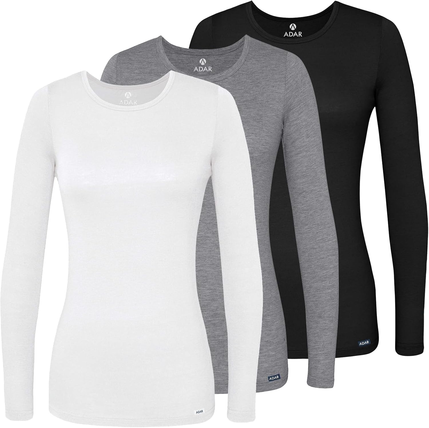 Adar Underscrubs for Women Long Sleeve Comfort Tee 3 Pack