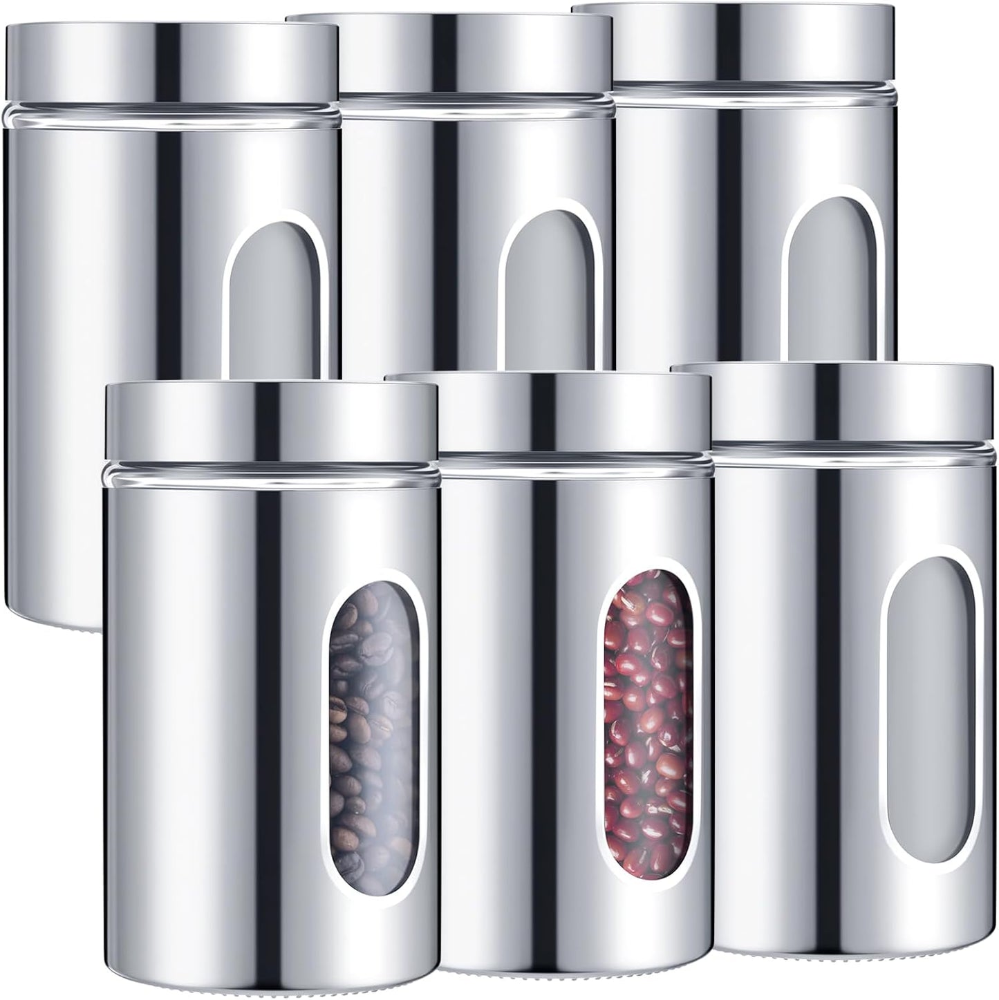 Mimorou 6 Pack Kitchen Canisters Set for Coffee and Sugar Storage