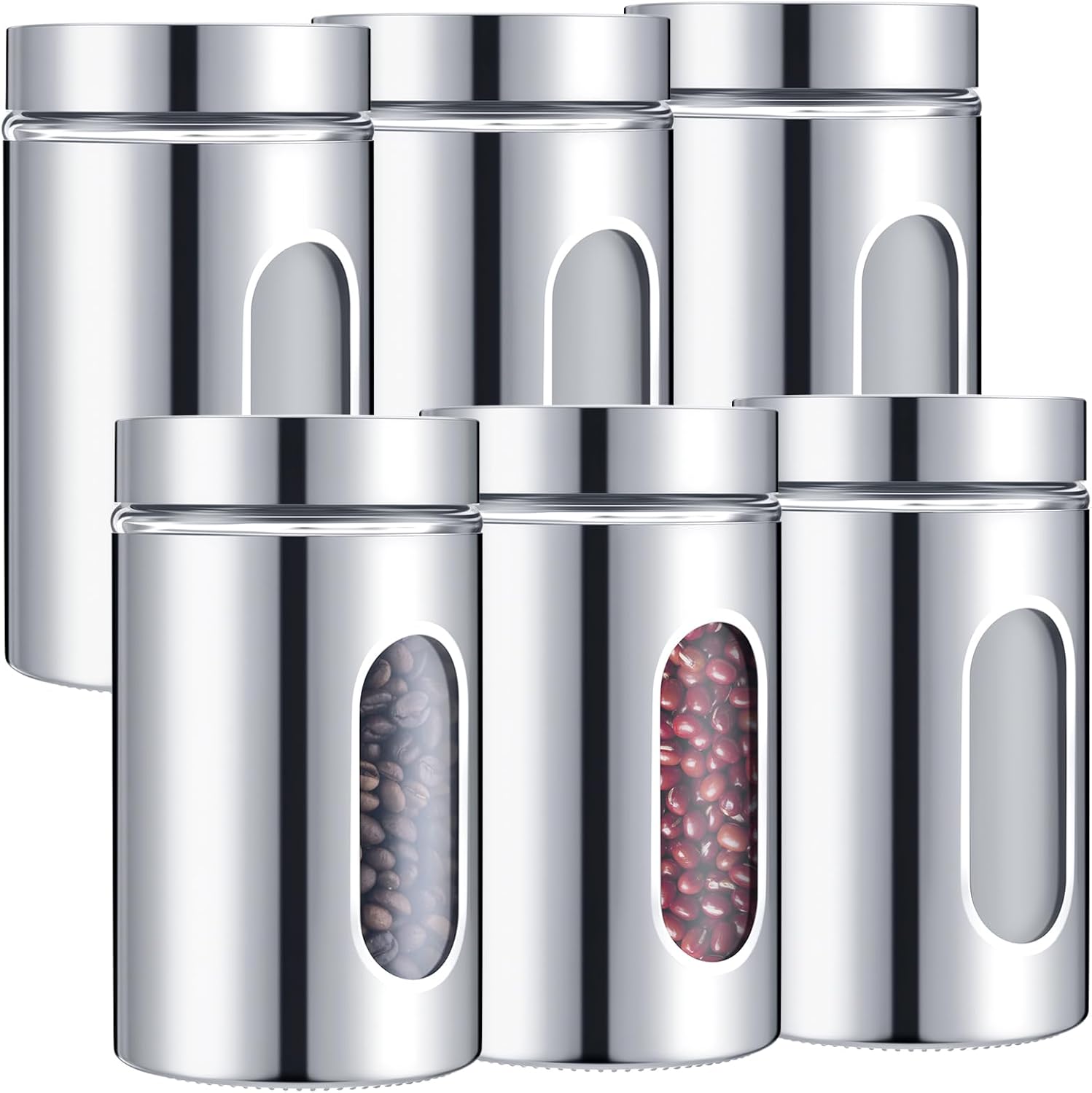 Mimorou 6 Pack Kitchen Canisters Set for Coffee and Sugar Storage