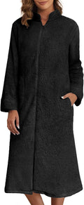Plush Fleece Robe for Women with Zip Up Design by Ekouaer