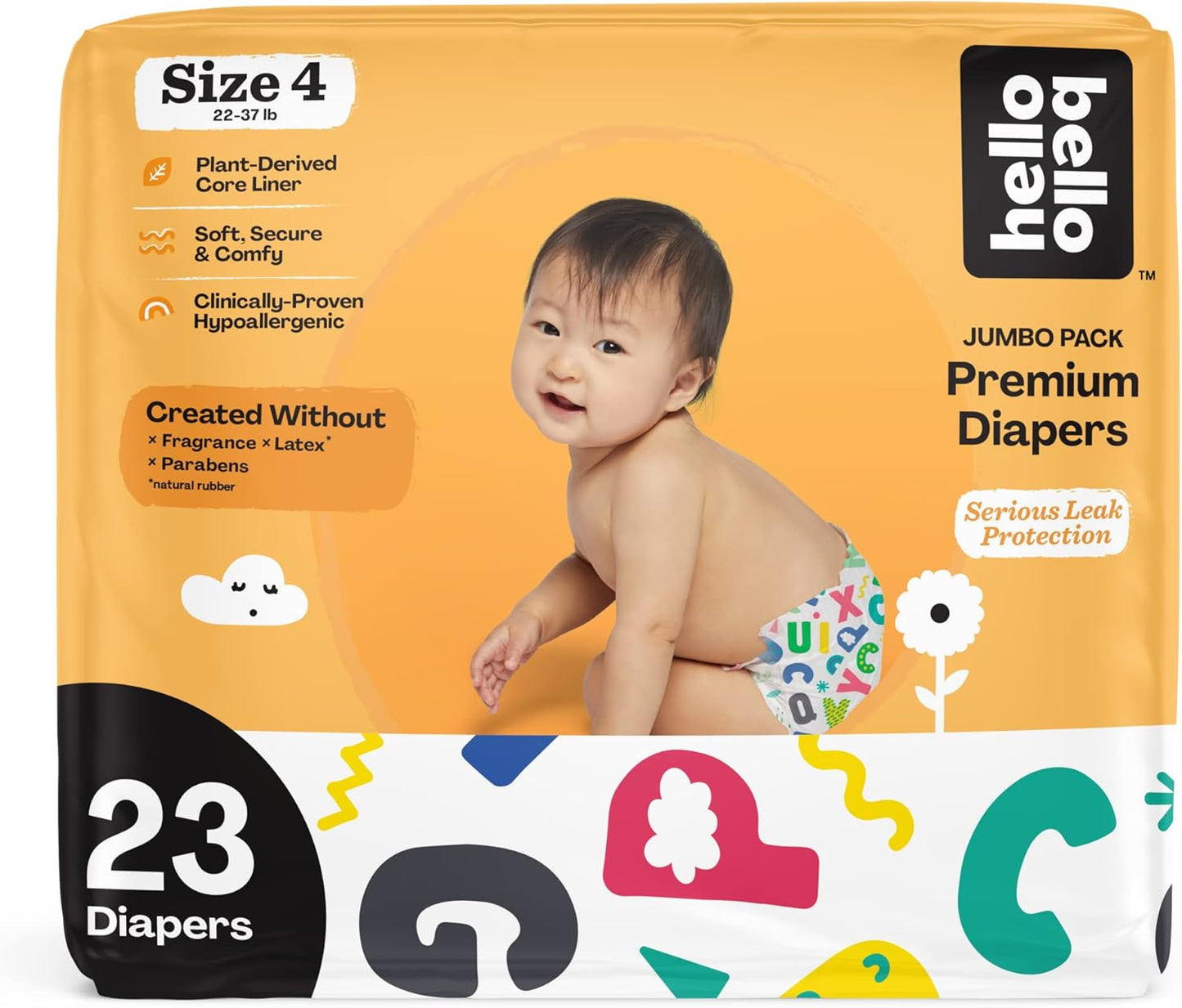 Hello Bello Size 4 Eco-Friendly Diapers - Extra-Absorbent & Hypoallergenic