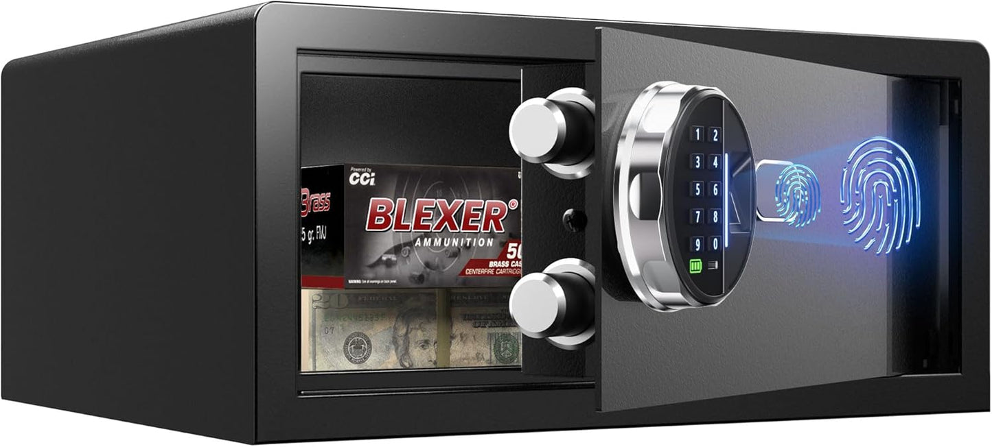 Grimtron Biometric Safe Box - Secure Money Safe with LED Light