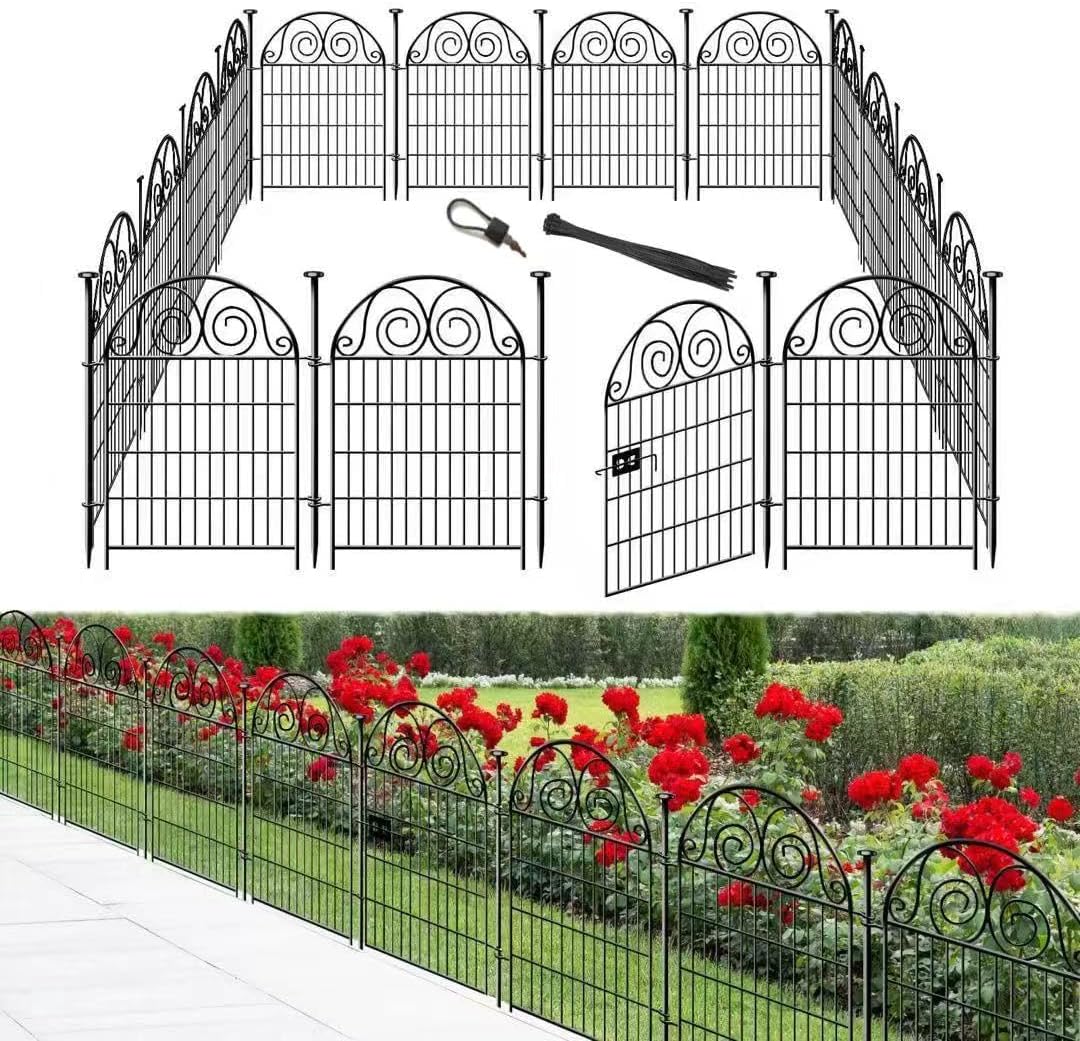 Tall Garden Fence with Gate for Outdoor Dog and Plant Protection