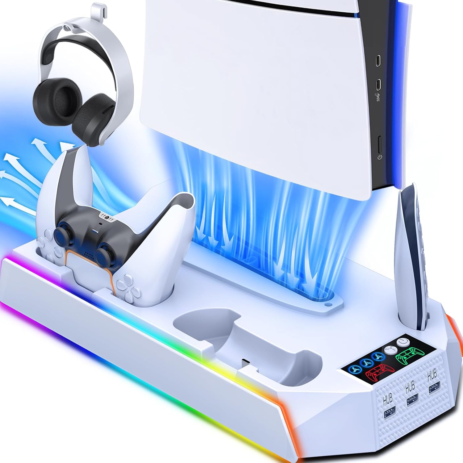 Ultimate PS5 Cooling Stand - LED Lights, Charging, RGB, More!