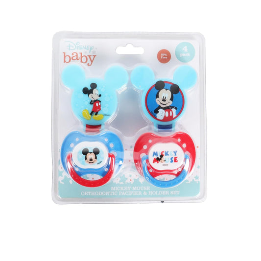 Disney Mickey Mouse Baby Boy 4 Pack Pacifiers & Clips