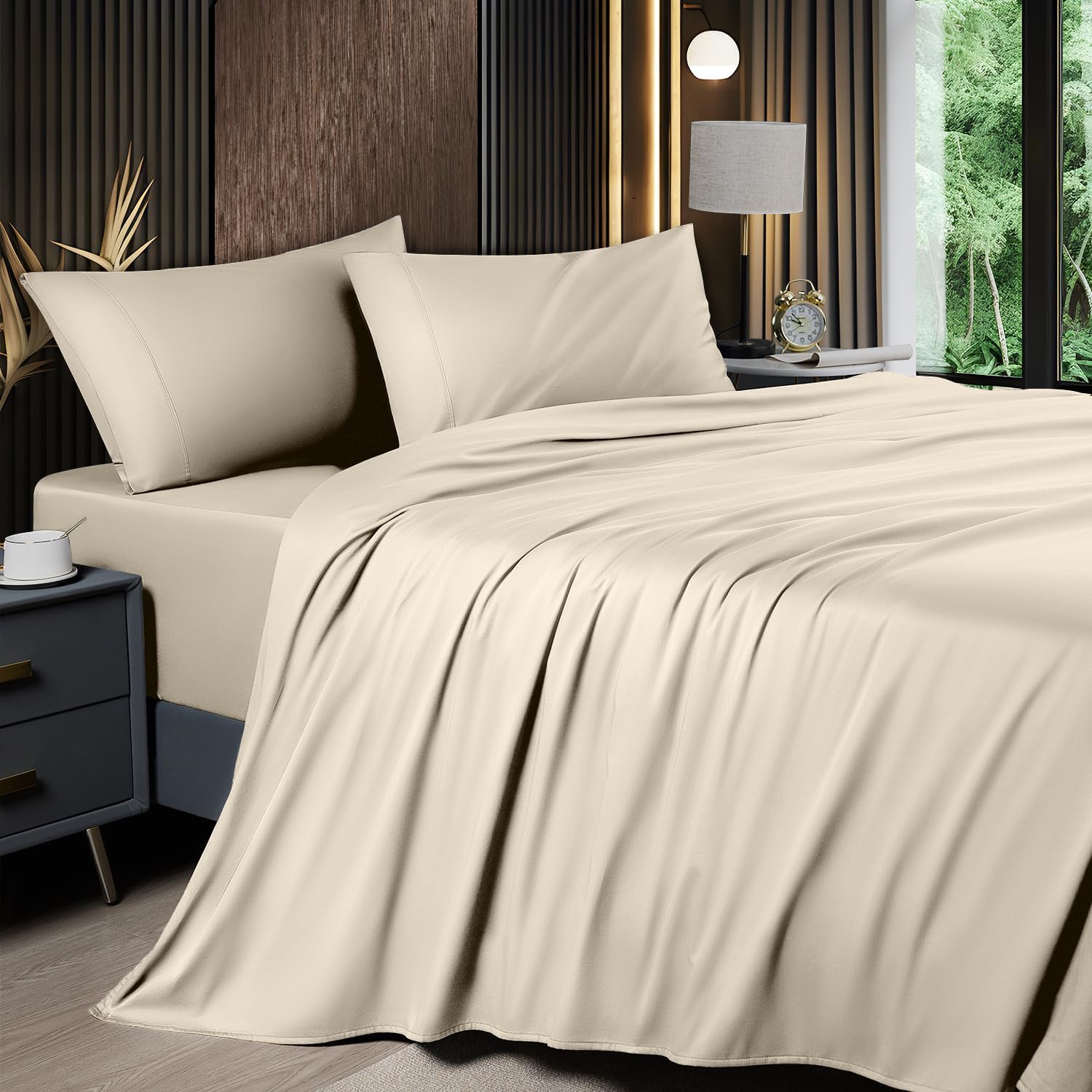 Cooling Sheets Set for Full Beds - Soft Bamboo Blend Comfort