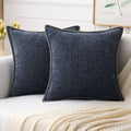 MIULEE 24x24 in Navy Blue Chenille Pillow Covers - Soft Farmhouse