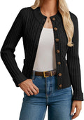 Women Cable Knit Button Up Sweater Cropped Cardigan - Early Fall 2025