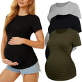 3 Pack Womens Maternity Shirts - Crew Neck Short Sleeve (Style Y6WB)