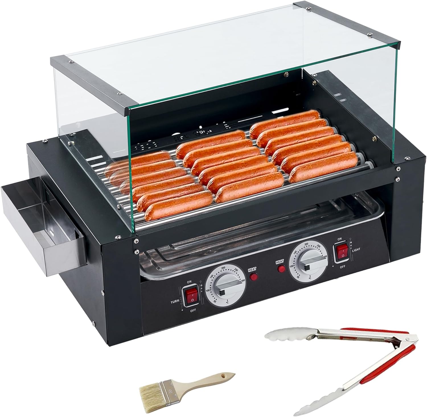 1400W Hot Dog Roller Machine with 7 Rollers for BBQ Parties