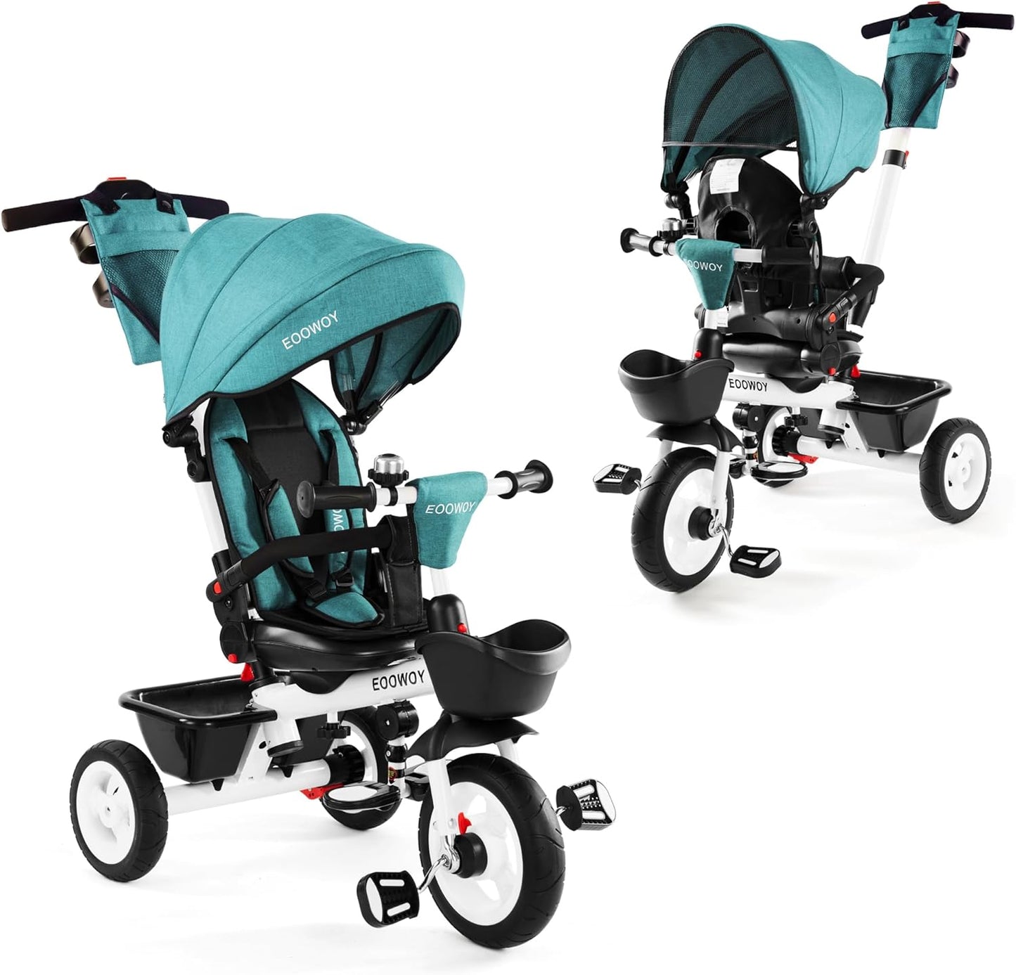 6-in-1 Kids Tricycle with Adjustable Handle and Canopy
