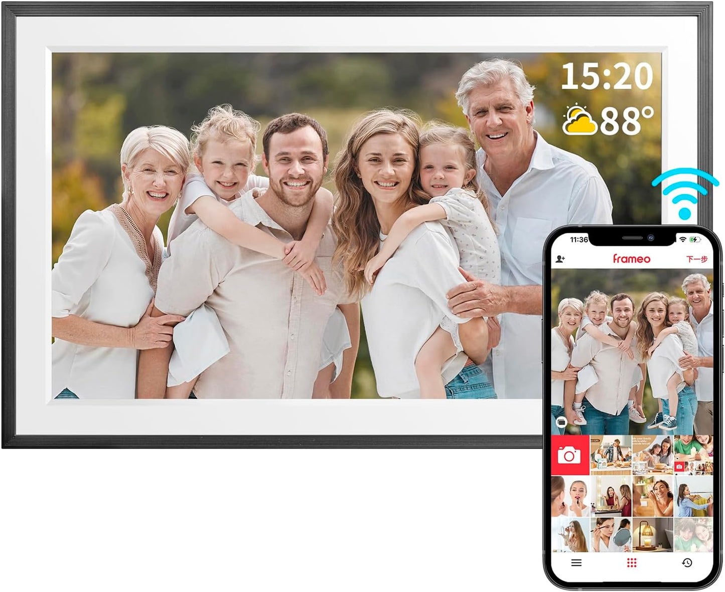 FRAMEO 15.6 Inch WiFi Digital Photo Frame with Touch Screen