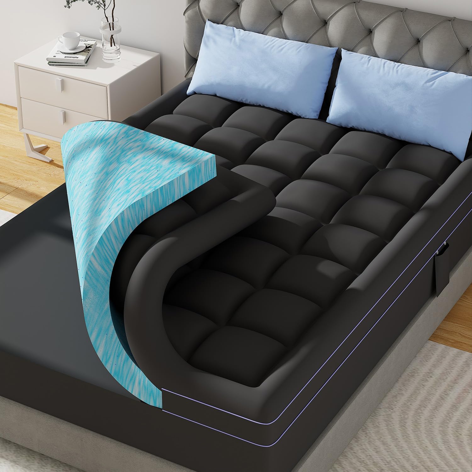 ABENE Twin XL 3 Inch Dual Layer Memory Foam Mattress Topper