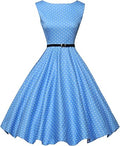 GRACE KARIN Boatneck Sleeveless Vintage Tea Dress with Belt - Timeless