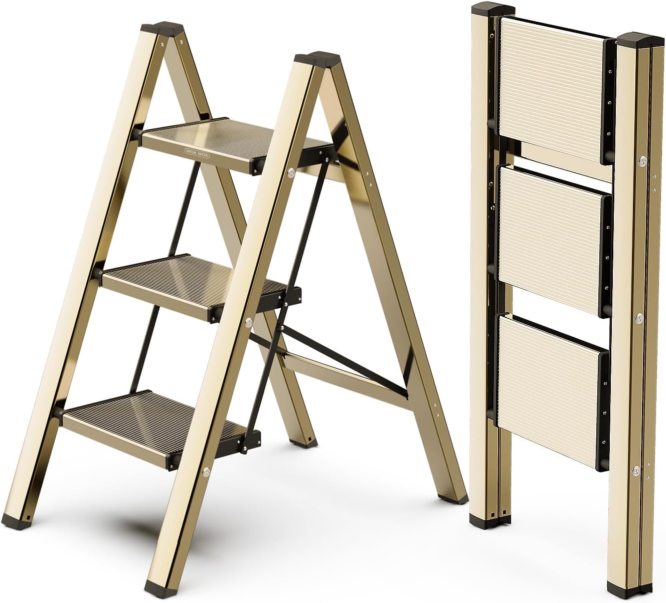 WOA WOA Step Ladder - 3 Step Foldable Stool for Home Use