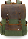 Modoker Waxed Canvas Backpack - Vintage Leather Laptop Rucksack