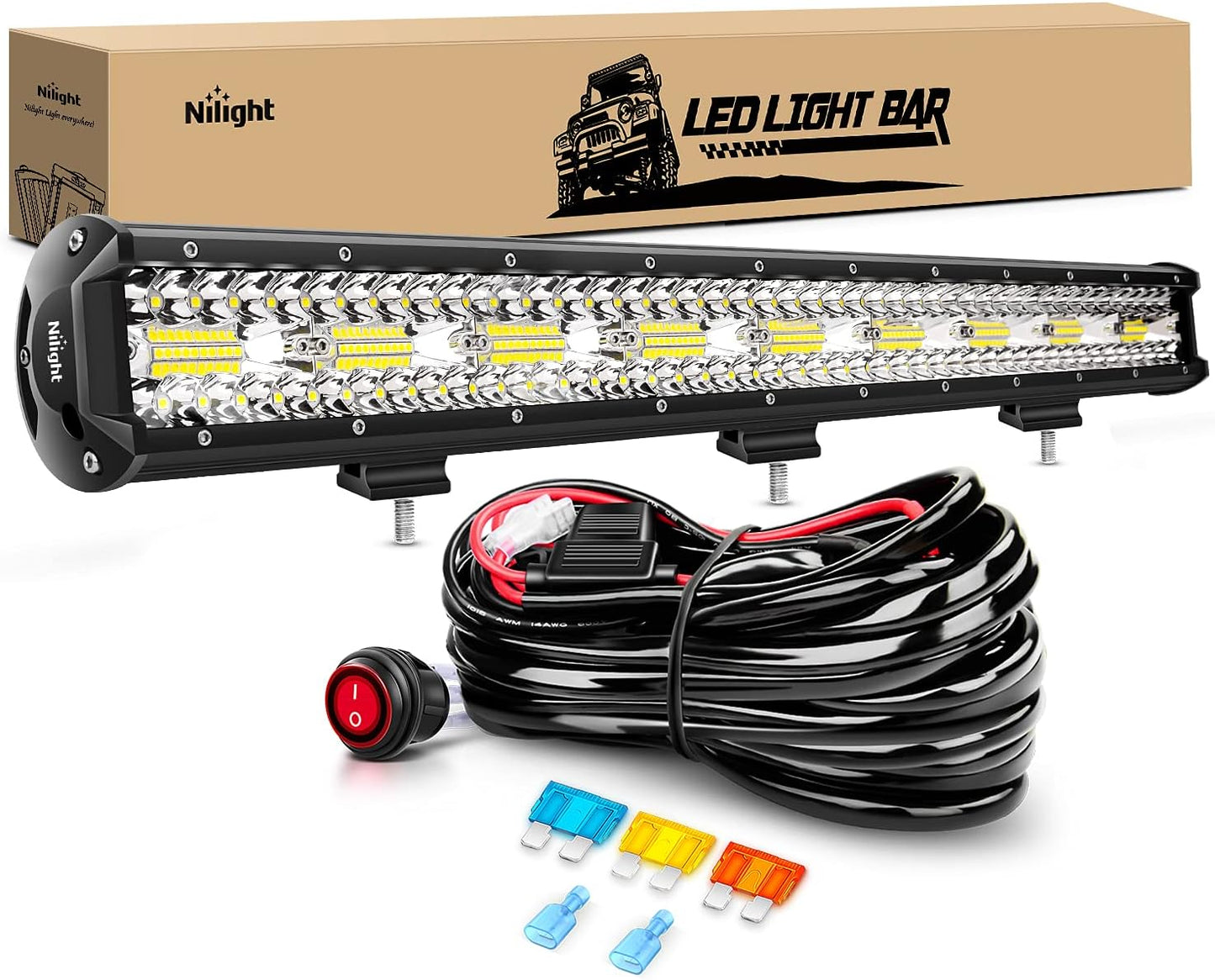 Nilight 26Inch LED Light Bar 540W for Off Road Vehicles