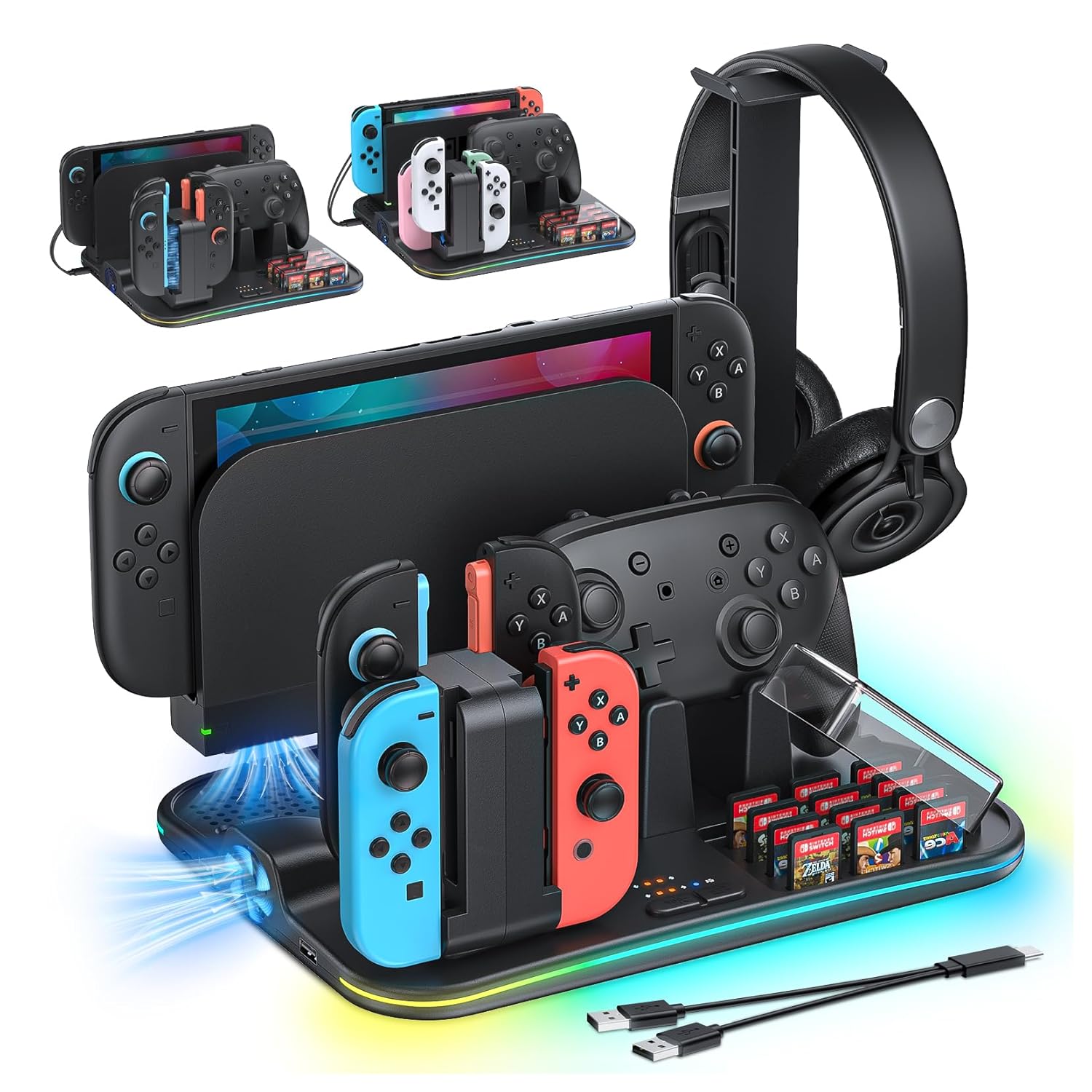 FASTSNAIL Charging Dock & Organizer for Nintendo Switch 2/1