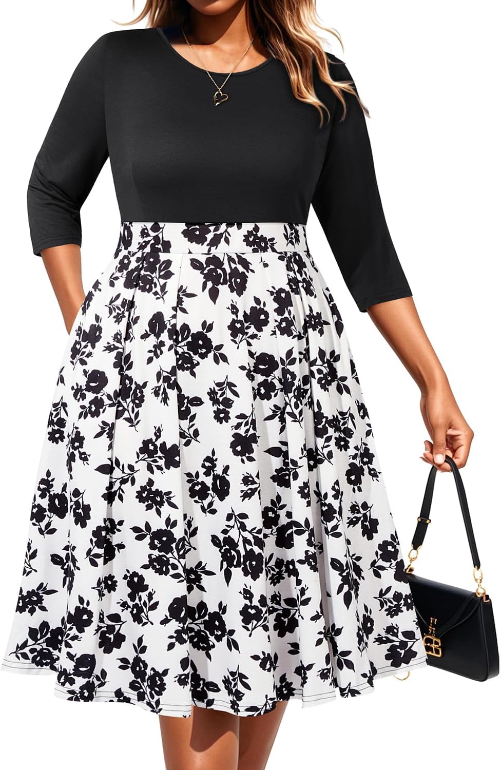 Plus Size Work Dresses for Fall Church Office with Pockets