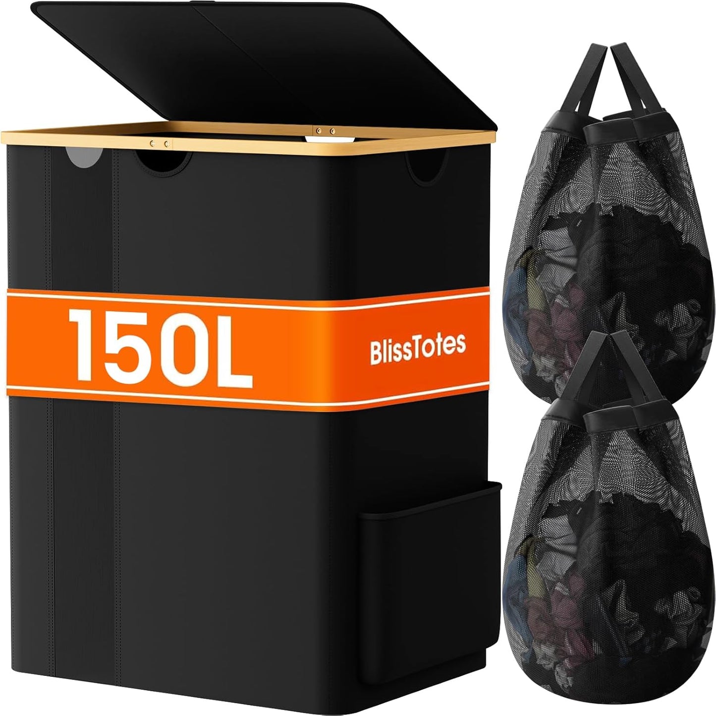 BlissTotes Laundry Basket with Lid - 150L Hamper for Clothes