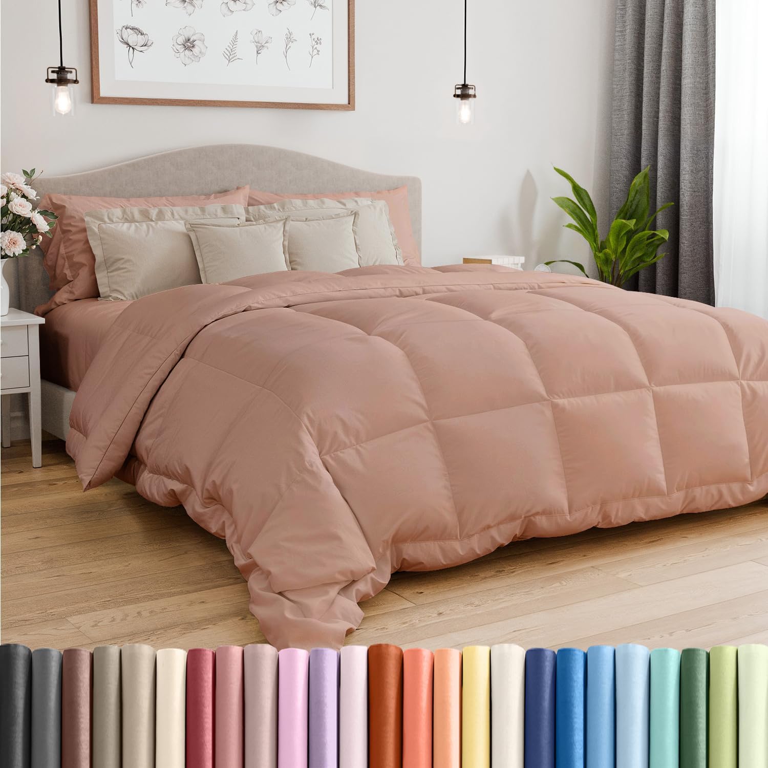 King Size Mauve Alternative Down Comforter for All Seasons