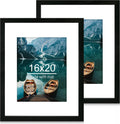 16x20 Frames Set of 2 Rustic Black Wood Style - Versatile Wall Frames