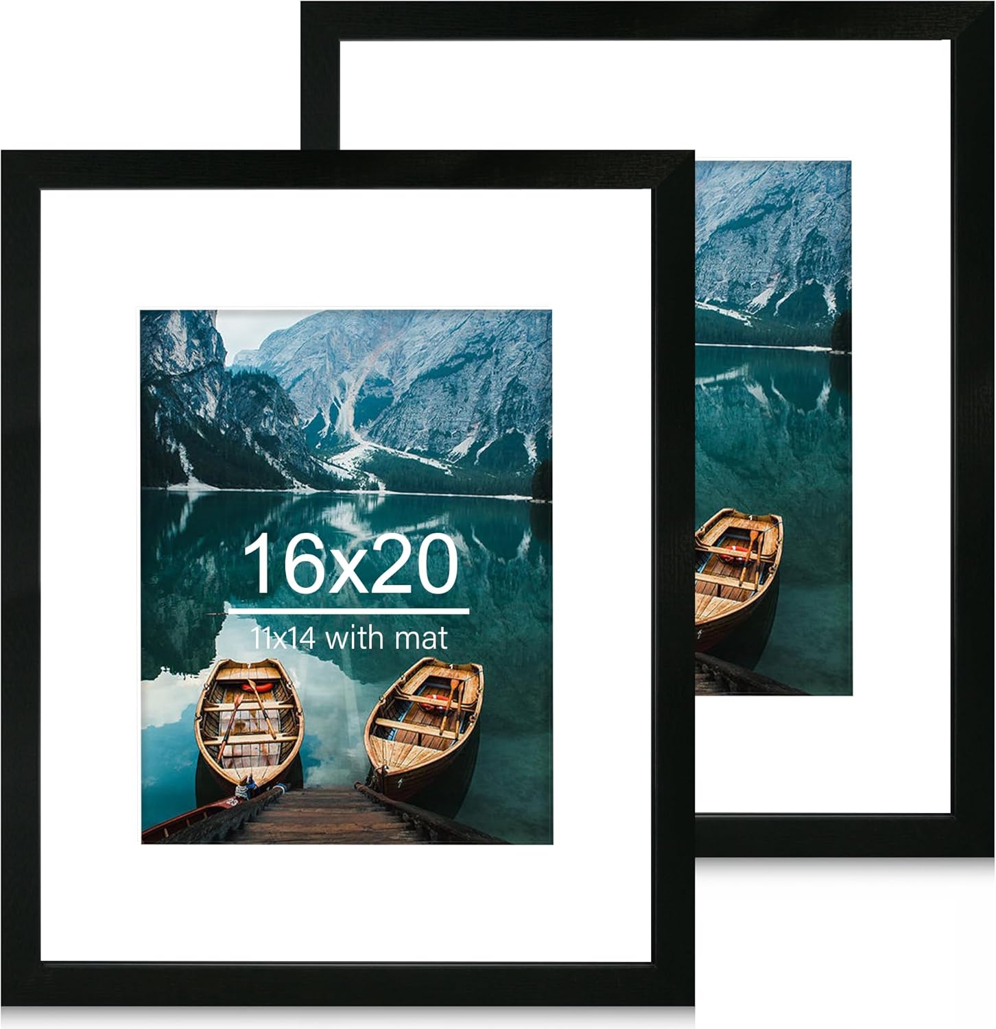 16x20 Frames Set of 2 - Rustic Black Wood Style for Photos