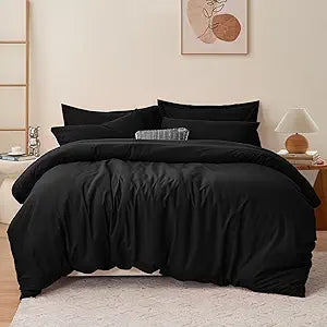 RUIKASI Black Duvet Cover Queen - Soft Microfiber Bedding Set
