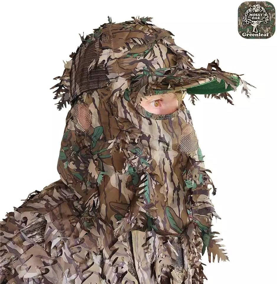 QuikCamo Lightweight 3D Leafy Camo Face Mask & Hat for Hunting