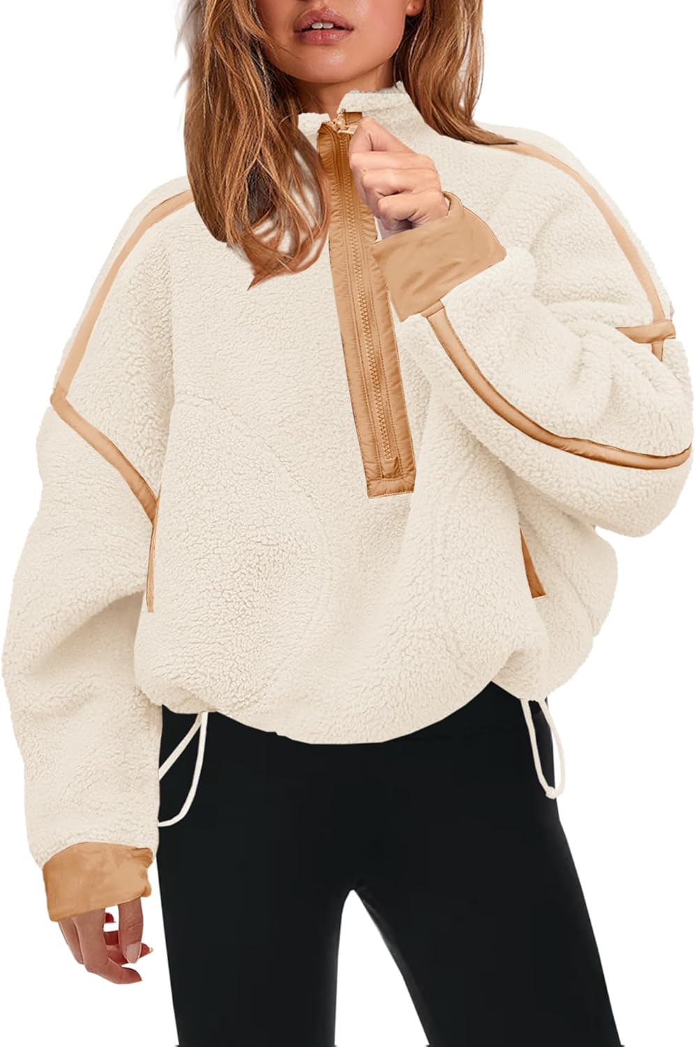 Panadila Womens Half Zip Sherpa Fleece Pullover for Cozy Style