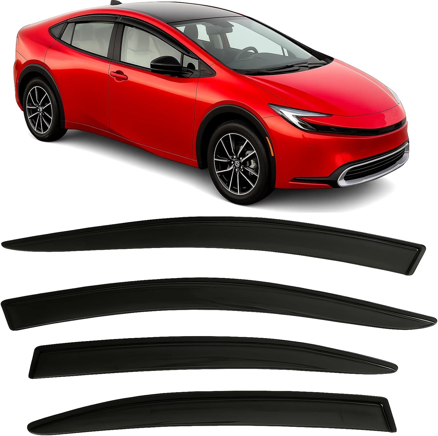 2023-2026 Tape-On Side Window Visor Deflectors for Toyota Prius