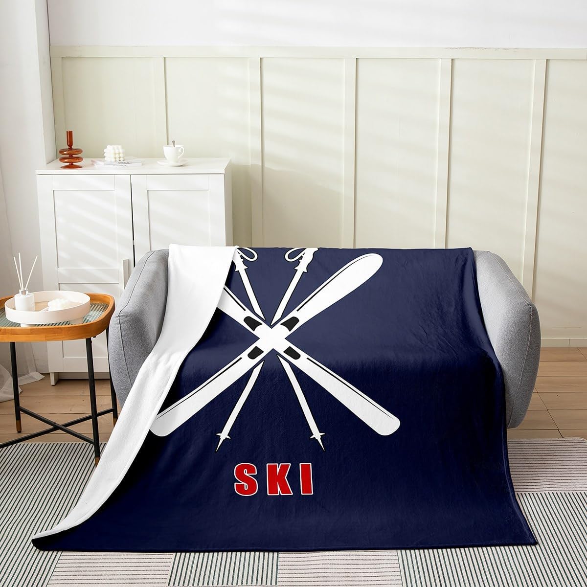 Castle Fairy Navy Blue Flannel Sherpa Blanket - Cozy Outdoor Charm